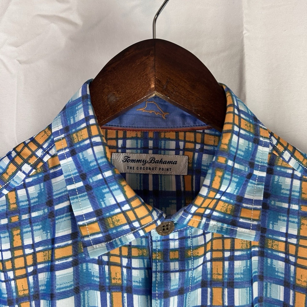 Tommy Bahama Coconut Point Island Zone Performance Shirt‎ Mens Small Blue Plaid - Picture 3 of 10